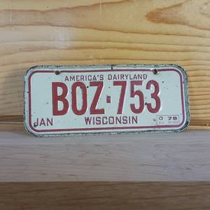 lot 41 image: 1978 raised letter Wisconsin Americas Dairyland plate