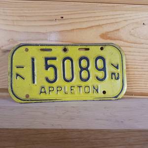 lot 42 image: 7172 Appleton metal raised letter license plate