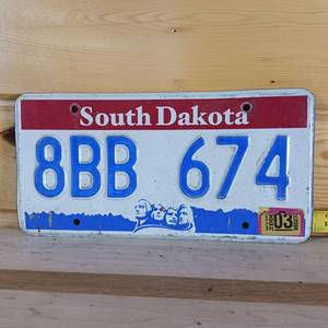 lot 65 image: South Dakota 2003 embossed License Plate full size