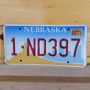 lot 66 image: Nebraska 2002 embossed numbers License Plate full size