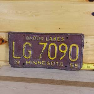 lot 107 image: 1955 Minnesota embossed license plate full size