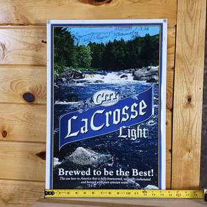 lot 134 image: LaCrosse Light Metal Sign � Signatured