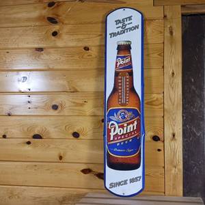 lot 141 image: Point Special Beer Metal Sign with Thermometer � about 38 inches tall