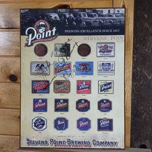 lot 143 image: Point Brewery signed by John Zappa Aug 7ty 2003 - non-metal sign � different signs from 1800s to 2000 chronology