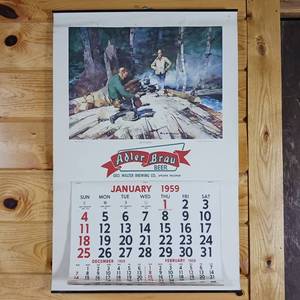 lot 156 image: 7 Grade � Poster Calendar � Adler Brau Beer � Geo Walter Brewing Company, like new untouched Calendar � Very collectible � 1959
