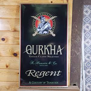 lot 157 image: Gurkha vintage classic selection Regent � Metal Sign -