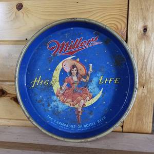 lot 210 image: Vintage Miller High Life Tin Serving Tray