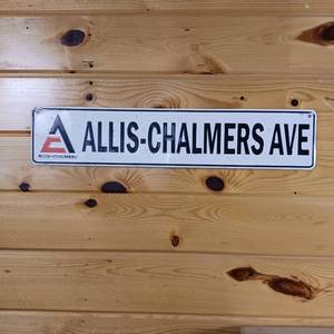 lot 220 image: Metal Allis Chalmers Ave Sign for Advertising � Vintage with slightly raised lettering