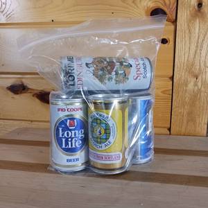 lot 222 image: Ye Olde Empty Classy Cans from Merry old England and Scotland Brew