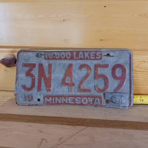 lot 235 image: 1962 Minnesota License Plate (metal 64 tab)
