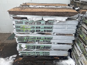 lot 81 image: TAMKO Pallet of 42 Bundles of- 12-14 x 12 Hip and Ridge Rustic Cedar Hip and Ridge Cap Roofing Shingles (33.3 lin. ft. Per Bundle) Retail Value of $2,519