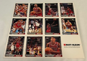 lot 57 image: Michael Jordan Rustolem 1992 Topps Chicago Bulls Team Card Set