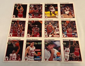 lot 58 image: Michael Jordan Kodak Osco Drug 1991 NBA Hoops Chicago Bulls Team Card Set