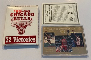lot 74A image: 1995-96 Chicago Bulls 72 Victories Upper Deck 22kt Gold Card - Michael Jordan
