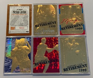 lot 73A image: Michael Jordan Limited Edition 5 Card 23kt Gold Retirement Set 1999 Fleer
