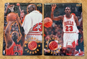 lot 75 image: (2) Michael Jordan Metal Large Cards 1996 Upper Deck