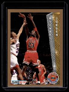 lot 54A image: Michael Jordan 1992-93 Fleer League Leader #238 Basketball Card
