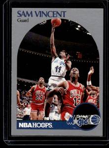 lot 20A image: Michael Jordan Wearing #12 on Sam Vincent 1990 NBA Hoops #223 Basketball Card