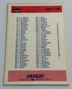 1986 Fleer Checklist #132 w/ Michael Jordan - Vintage Basketball Card