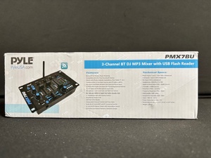 Pyle PMX7BU 3-Channel BT DJ MP3 Mixer With USB Flash Reader