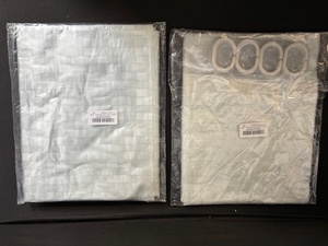 lot 45 image: 2x Grey Grid Panels with 5 Oval Hanging Loops