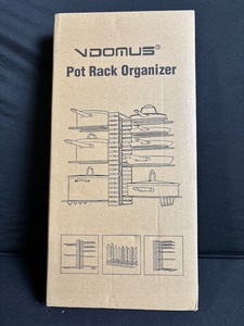 lot 59 image: VDOMUS Pot Rack Organizer - Black Metal Kitchen 8 Pots