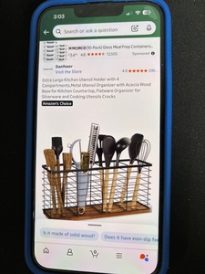 lot 68 image: Metal Kitchen Utensil Holder With 4 Sections