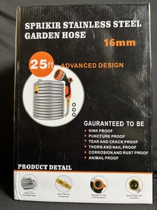 lot 83 image: Sprikir Stainless Steel Garden Hose 16mm x 25 ft