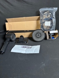 lot 119 image: Shower Head Kit - Handheld  Rain Head, Black Finish