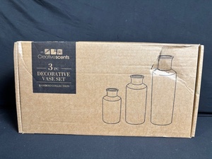 lot 127 image: Creative Scents 3-Piece Bamboo Vase Set - Decorative Vases