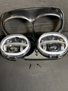 lot 145 image: SP Dual-DRL Round LED Headlights - 2-Pack with Mounting Brackets