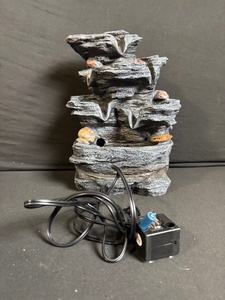 lot 162 image: Aquarium Rock Waterfall Ornament With Submersible Pump - Gray Stone Finish