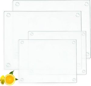 lot 79 image: Nexboraque 4-Pack Tempered Glass Cutting Boards - Anti-Slip Feet, 2 Sizes