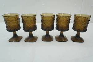 lot 72 image: Vintage Noritake Spotlight Walnut Brown water goblets(5)