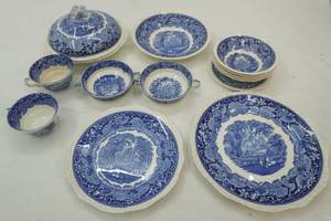 lot 81 image: Vintage Masons Vista dish ware , covered bowl , bowl, plates, saucers, 2 handled bowls, cups