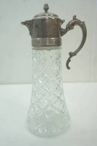 lot 113 image: Vintage Crystal pitcher with silver plated handle 14