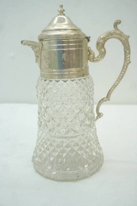 lot 117 image: Vintage Silver plated and crystal carafe decanter 11 tall