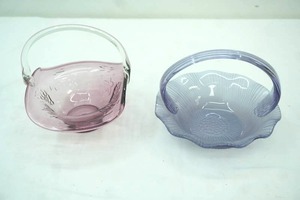 lot 164 image: Vintage Glass candy dish baskets , lavender and rose colored