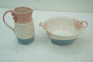 lot 172 image: Stoneware bowl and pitcher