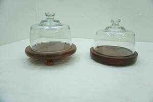 lot 198 image: Vintage Cheese Servers with Glass Domes