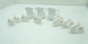 lot 221 image: Ceramic Creamers and Bunny Rabbit Napkin Holders