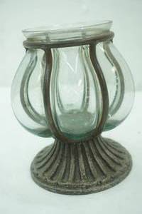 lot 229 image: Vintage Caged Glass Candle Holder