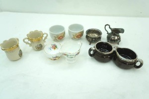 lot 240 image: Vintage Silver-Plate Creamer & Sugar, Vintage Nasco Japan Pottery Creamer & Sugar and More