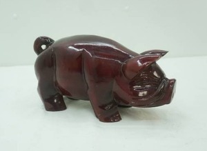 lot 314 image: Vintage wooden Pig , 11 long