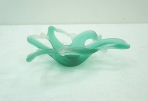 lot 317 image: Vintage Murano Style Hand Blown Glass Starfish bowl in a Frosted Aqua blue and white Biomorphic design