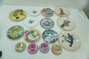 lot 354 image: Vintage Collectors Plates Norman Rockwell and Other Art Plates, some are Hand-Painted, Gold Rimmed