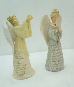 lot 422 image: Enesco Foundations Angel Figurines by Karen Hahn 2ct