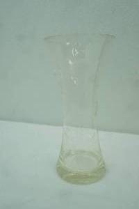 lot 482 image: Hand-Cut or Wheel-Cut Crystal Glass Vase wEtched Floral Design