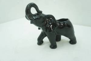 lot 597 image: Black Ceramic Elephant Planter 8 long by 8tall