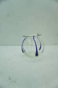 lot 600 image: Vintage Poschinger Hand-Blown Glass Vase Featuring the Tri-Tadpoles Cobalt Blue Design